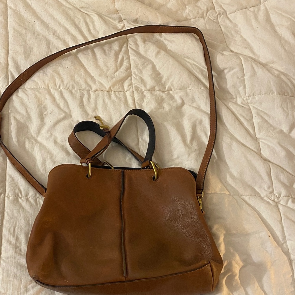 Fossil Tan Leather Crossbody Bag